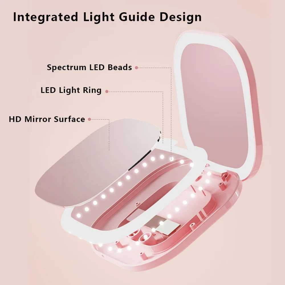 Mini LED Pocket Mirror Compact Lighted Makeup Mirror Portable Magnifying Foldable with Light Small Portable Cosmetic Mirror H260324