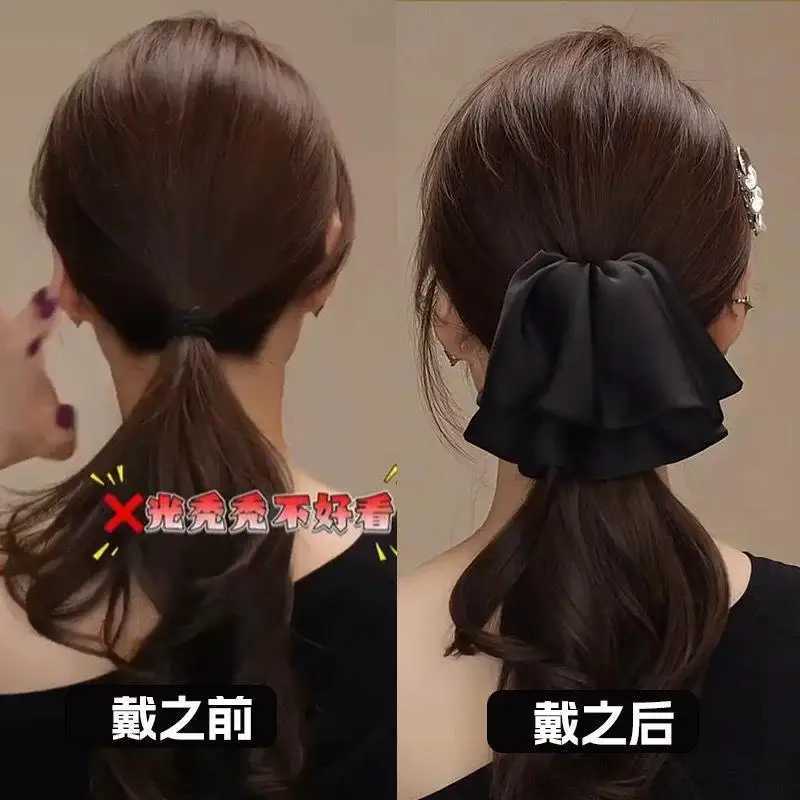 French Satin Large Bow Hair Claw Clips Elegant Ponytail Holder Women Girls Hair Barrettes Clamps Hairpins Chic Hair Accessories H260324