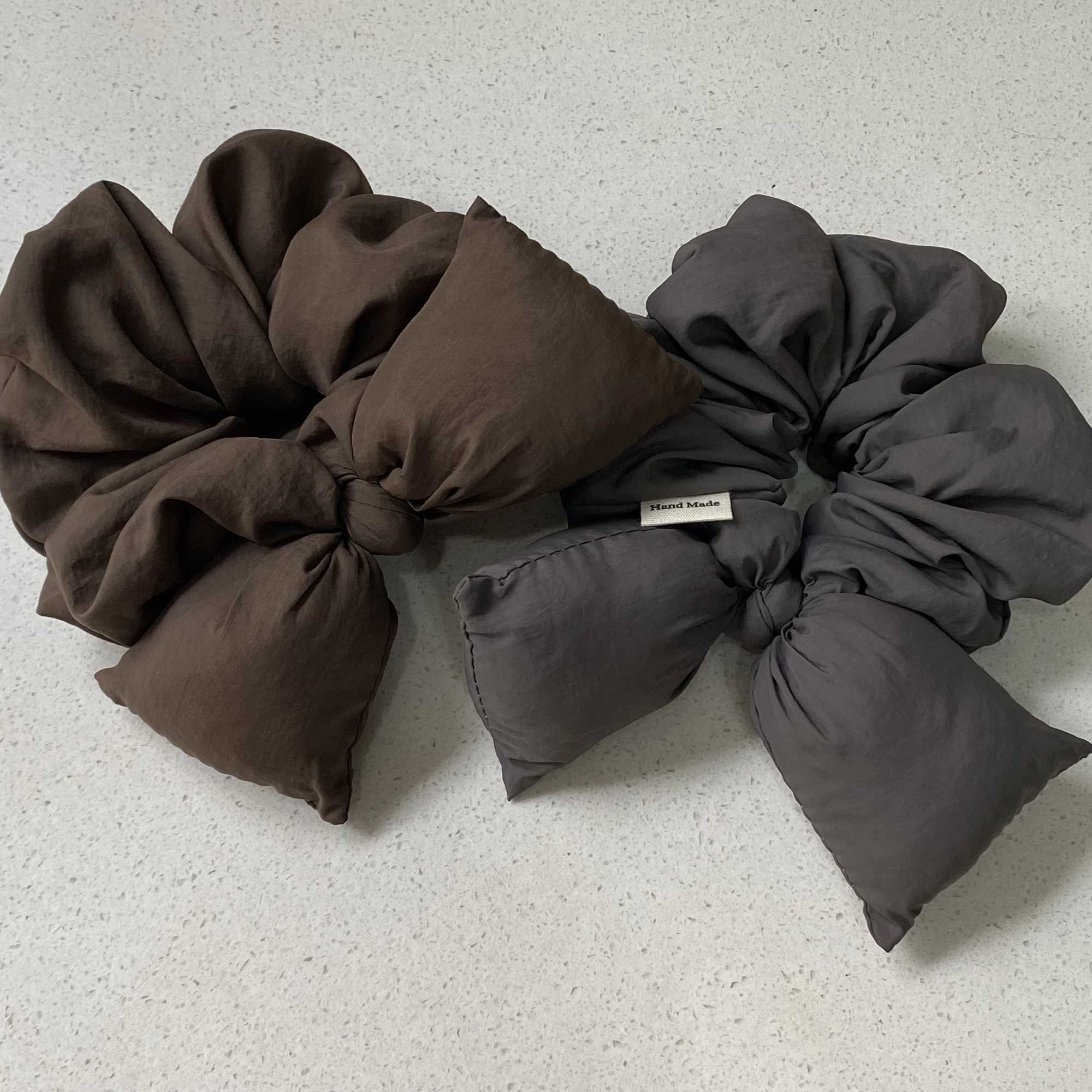 1pc Oversized Bow Hair Scrunchies Set Brown And Gray Large Bow Hair Ties Chic And Voluminous Hair Accessories For Women H260324