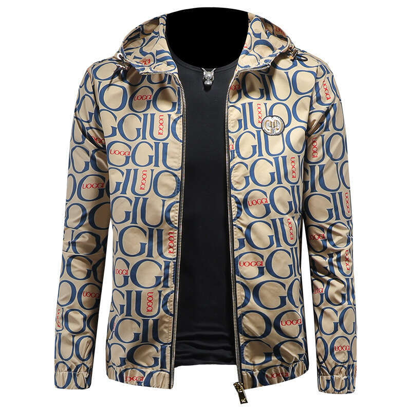 Spring And Autumn Fashion Trend Versatile New Printed Hooded Men's Casual Slim-Fit Jacket Asia Size - view 6