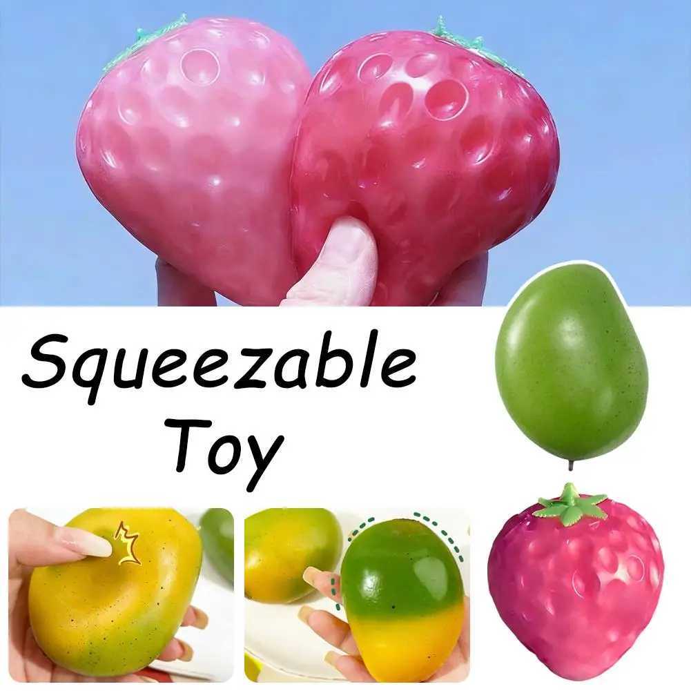 Stress Relief Squeeze Toy for Adults Color-Changing Fruit Ball Strawberry Mango Slow Rebound De-Stress Toy Creative Gift H260324