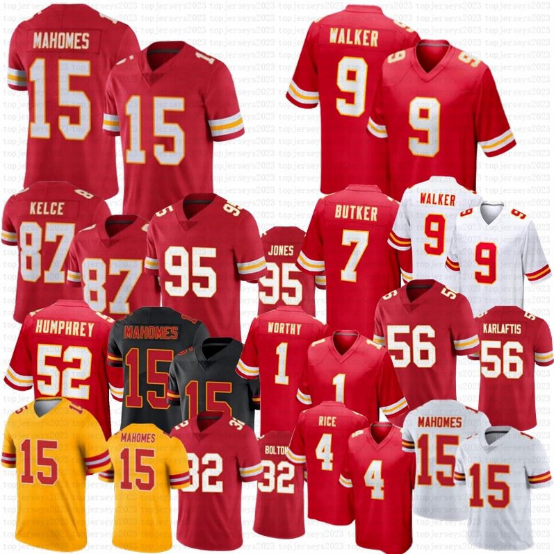 Patrick Mahomes Travis Kelce Xavier Worthy Harrison Butker Kenneth Walker III Football Jersey Rashee Rice Jalen Royals Chris Jones Kadarius Thomas