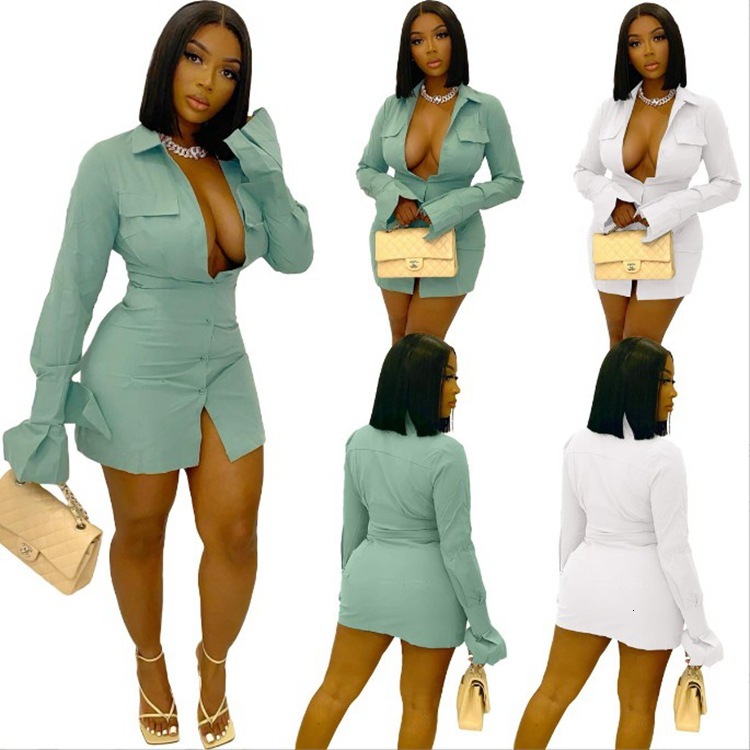 Foreign Designer Dress Trade New Style European And American Women's Fashion Sexy Long-sleeve Shirt Dress