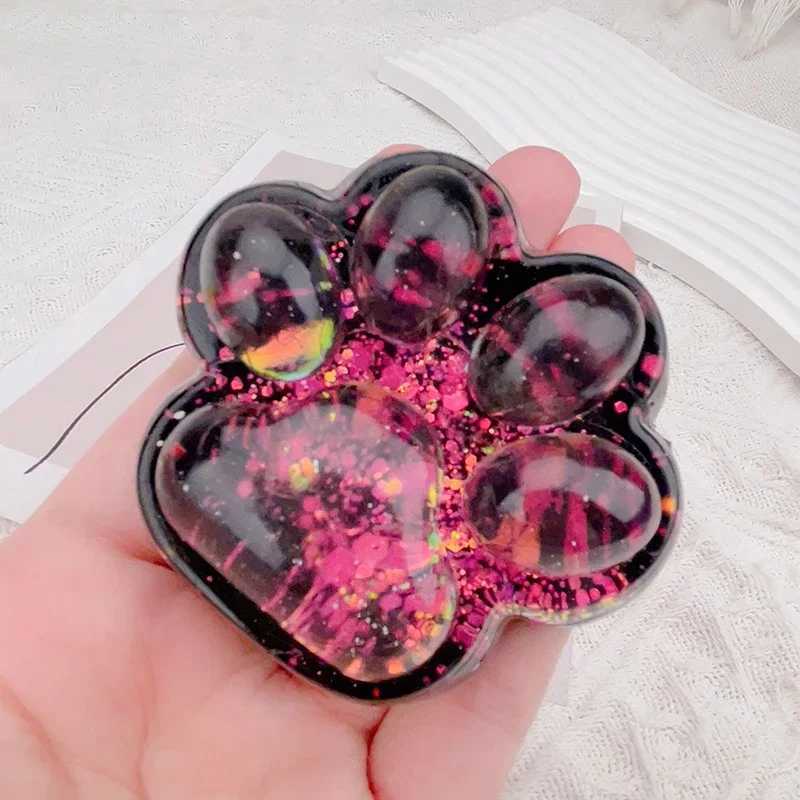 Cute Sequin Cat Claw Squishy Fidget Toy Slow Rebound Stress Relief Toy Pinch Decompression Cat Paw Soft Squeeze Toy H260324