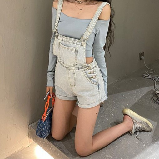 New Loose Denim Overalls For Women Summer New Style Trendy Age-reducing Designer Pants Slimming Stylish Wide-leg Shorts