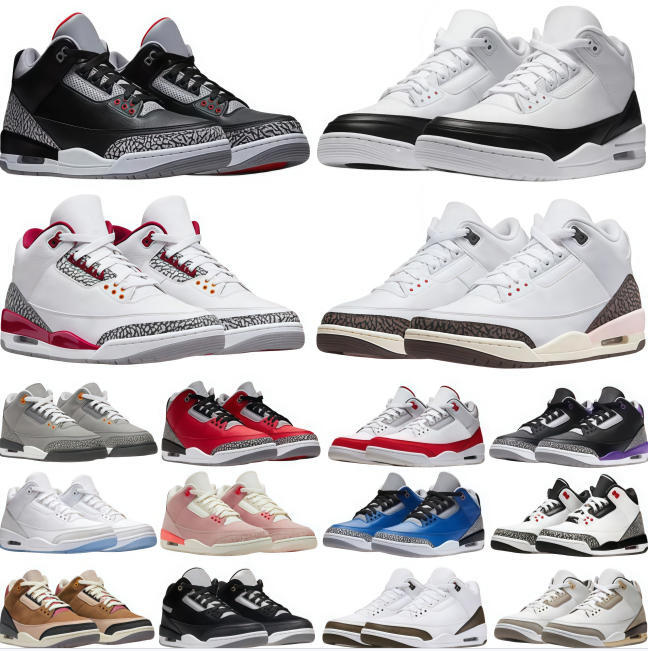 Trainers Men 3 J3 Basketball Shoes Jump Mans 3s Black Cat White Cement Wizards Fire Red FREE THROW LINE Outdoor Sports Lucky Green Desert Elephant Cardinal