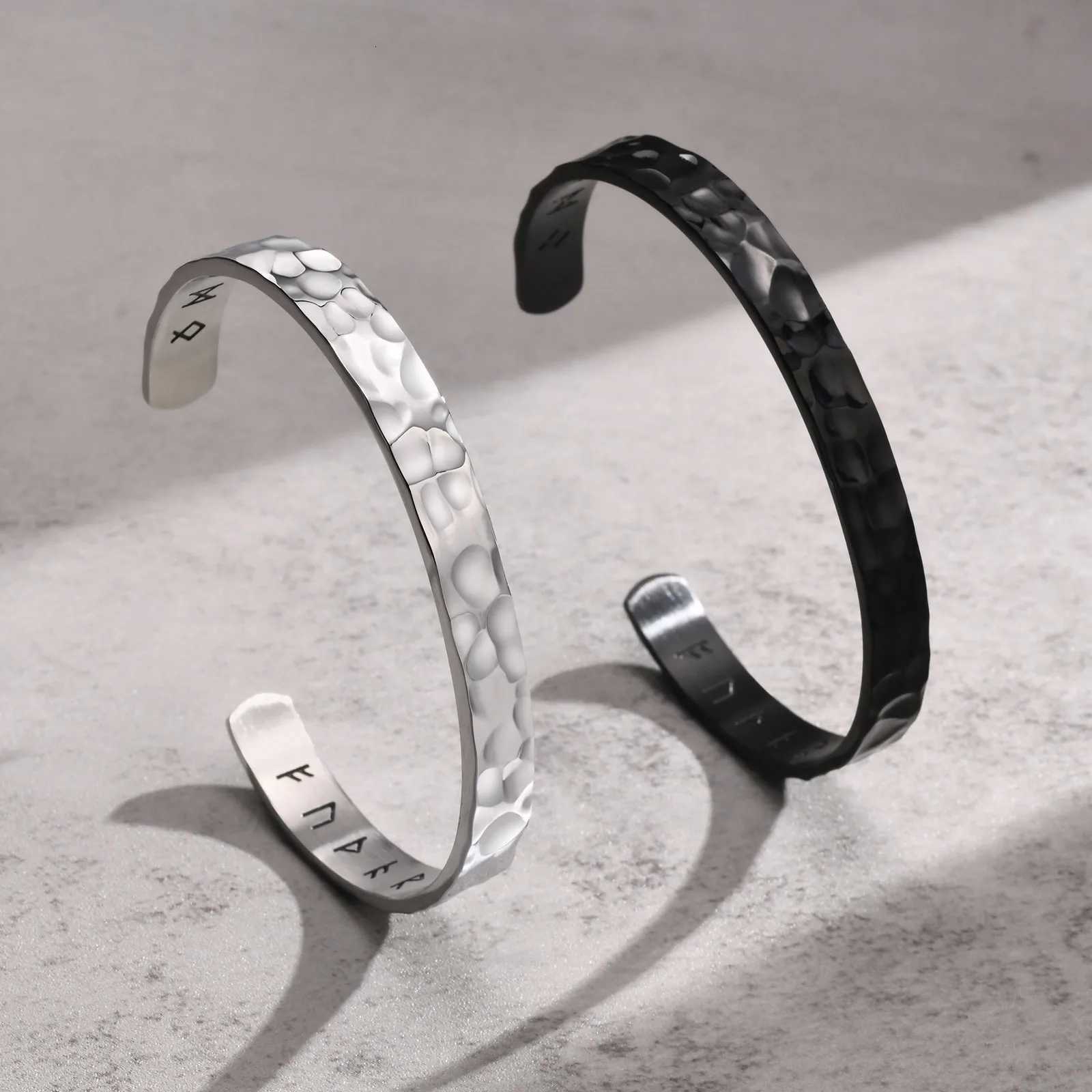 Vnox Norse Viking for Men Women Hand Crafted Hammered Stainless Steel Cuff Bangle Rock Punk Gift Jewelry H260323 - view 5