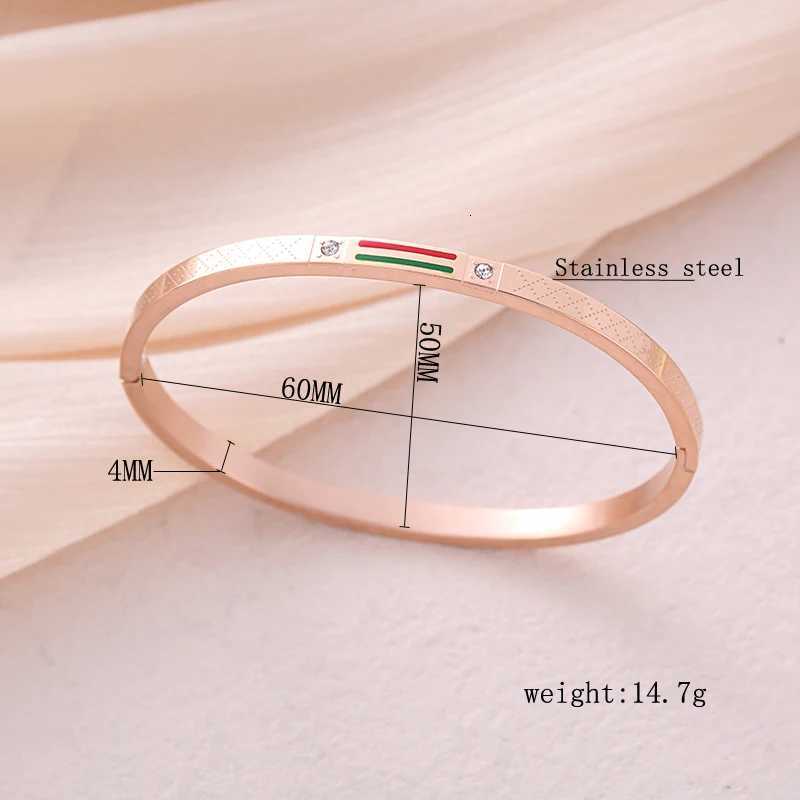 Womens Red Green Dual Tone Drop Adhesive with Fashionable Mesh Pattern Rhinestone Inlaid Stainless Steel Jewelry H260323 - view 4