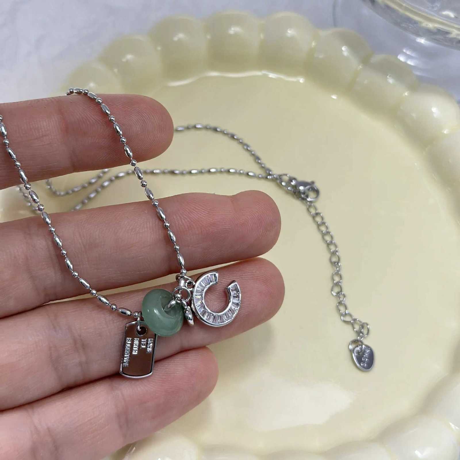 VENTFILLE 925 Sterling Silver Zircon Heart Necklaces for Women Girl Moon Luck Hotan Jade Jewelry H260324 - view 5