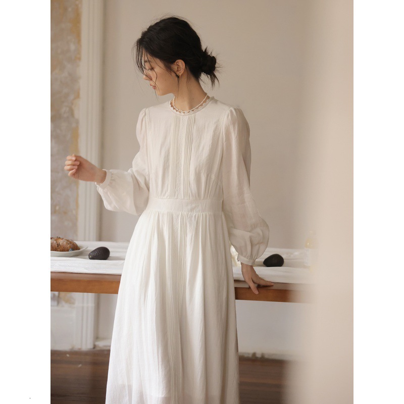 Solighter French Retro Long-sleeve Waist-cinching Dress For Women Early Autumn 2026 Spring New Designer Dress Lantern Sleeve Long Dress