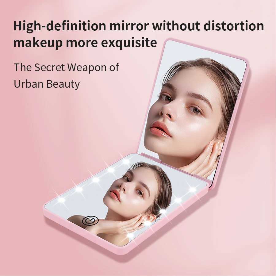 Button Battery Mini Pocket Mirror 2X Zoom 3-Level Stepless Dimming - Top Creative Gift for Ladies H260324