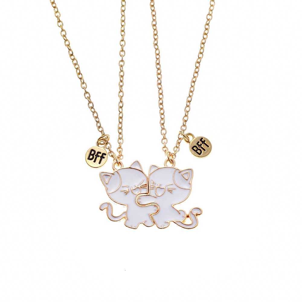 2Pcs/Set BFF Charm Cute Cats Shaped Puzzle Pendant Necklace Girls Best Friends Friendship Jewelry Gift H260324 - view 5