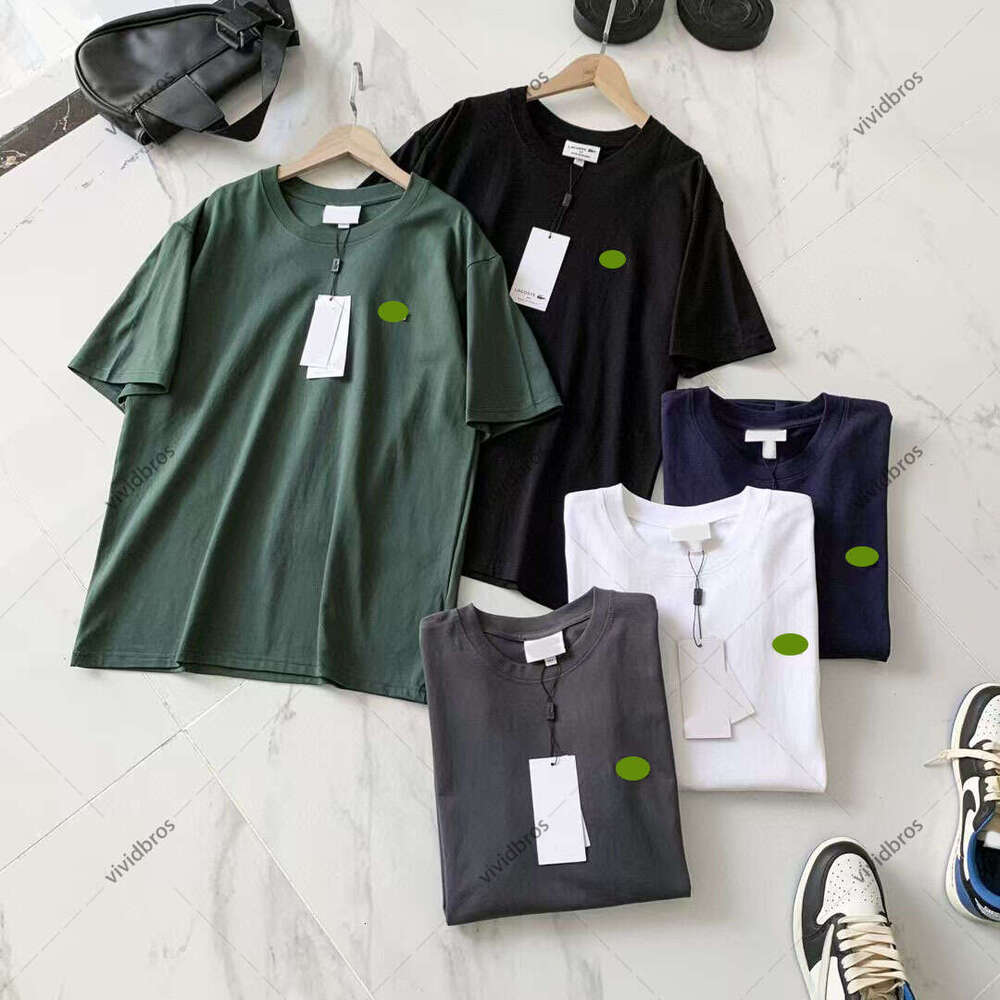 Design Men's Business Casual Solid Color T-shirt, Summer Breathable Cotton Short Sleeve Tops, Logo Print Daily Wear Tees