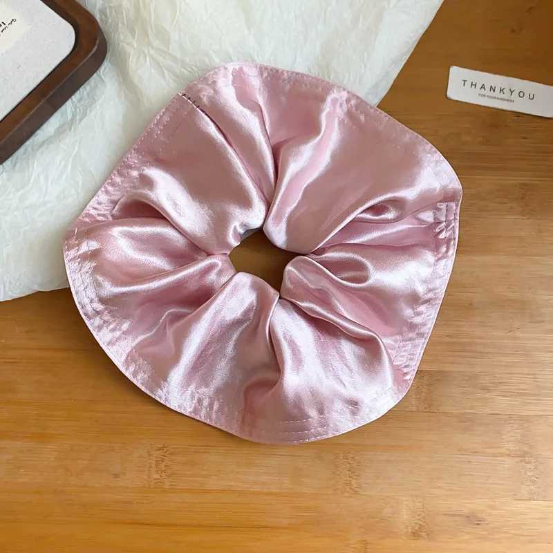 French Big Satin Scrunchies for Women Solid Smooth Silk Hair Ties Round Pleated Rubber Bands Minimalist Daily Party Headwear H260324