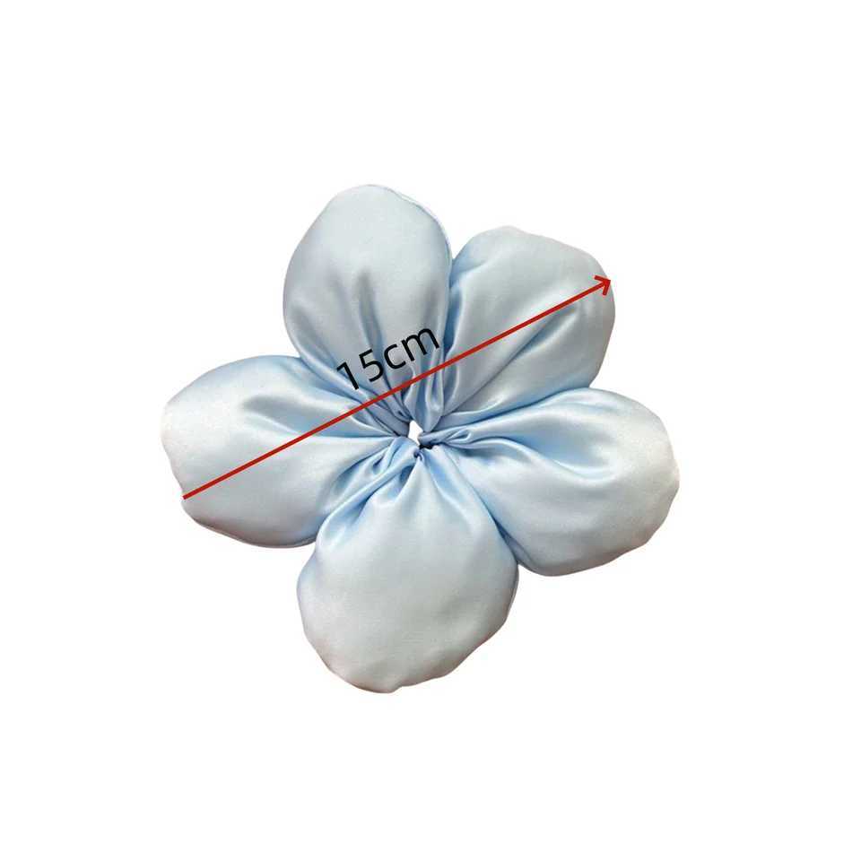 1PCLarge Satin Flower Hair ScrunchiesChic Blossom - Shaped Hair TiesMultiple Colors for Womens Stylish Updos H260324