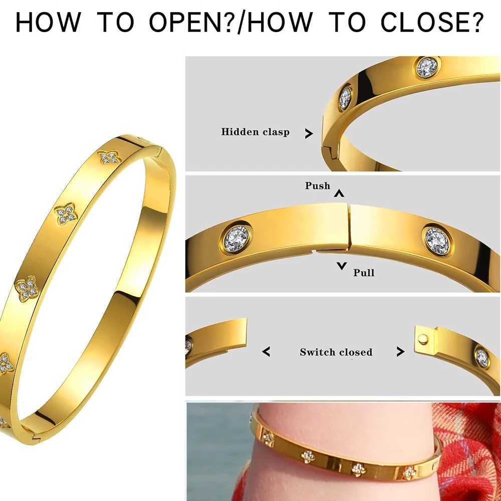 Premium Stainless Steel Bangle for Women with Cubic Zirconia Inlay Stacking Lucky Jewelry H260323 - view 6