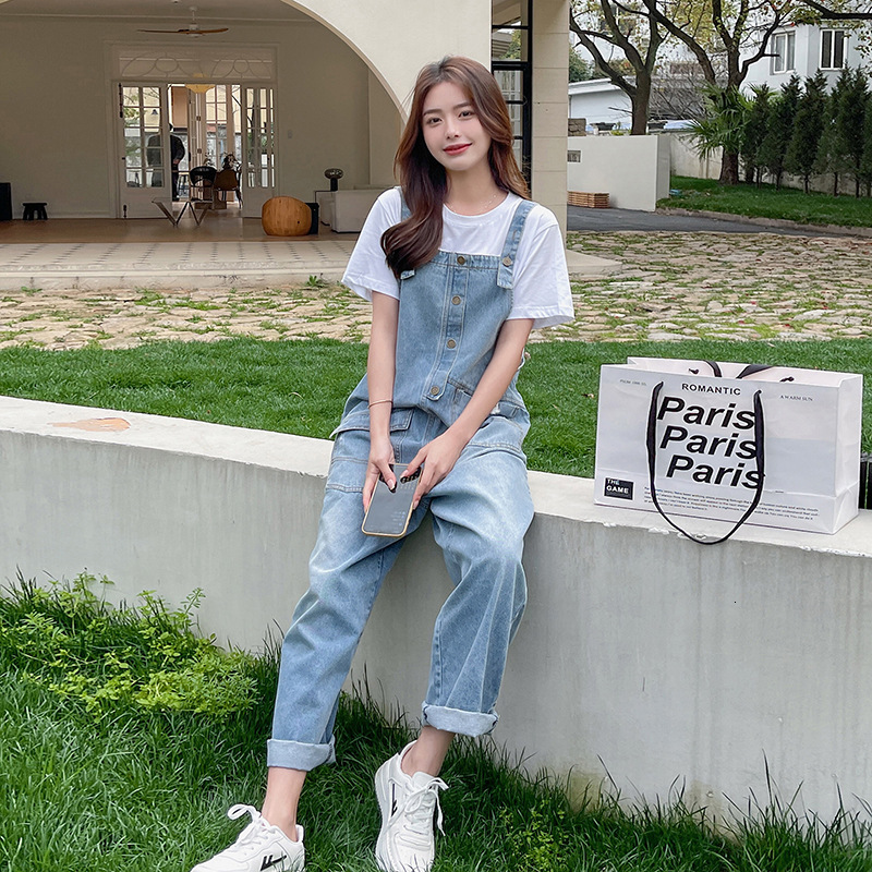 Cool And Sweet Denim Overalls For Women Summer Thin Style Petite Korean Version Loose Fit Designer Pants Celebrity Style Age-reducing Two-piece Set