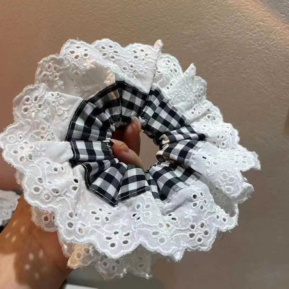 Big Flower Lolita Scrunchies for Women Elastic Hair Bands Ponytail Holders Tie Solid Color Hair Hoop Scrunchy Girl Hair Ring H260324
