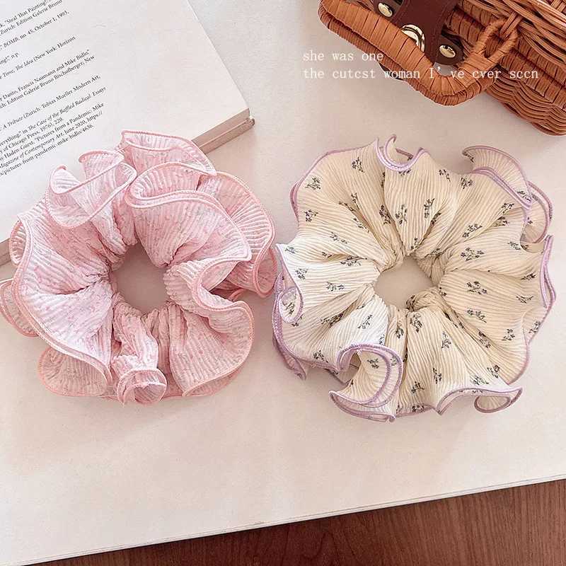 1pc sweet four-layer lace-trimmed floral large intestine hair tie flower bud bun ponytail hair rope elastic hair accessories H260324