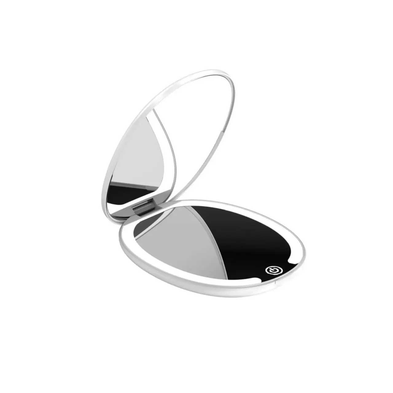 LED high-definition folding makeup mirror portable tri color light double-sided mirror 5x magnification portable makeup mirror H260324