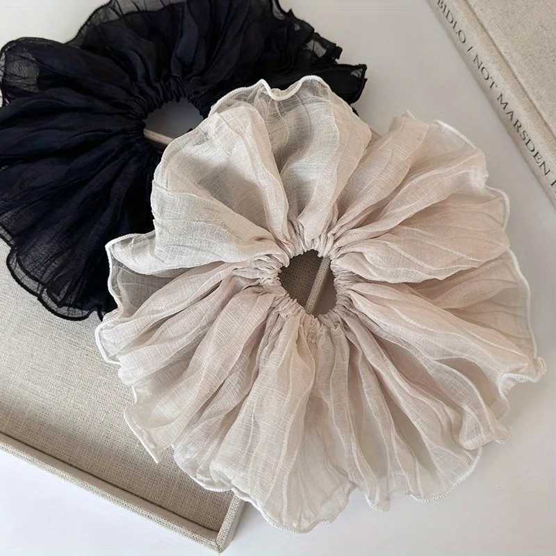 French Elegance Crinkle Large Intestine Hair Circle New Korean Simple Extra Large Rubber Band Head Flower Hair Accessories H260324