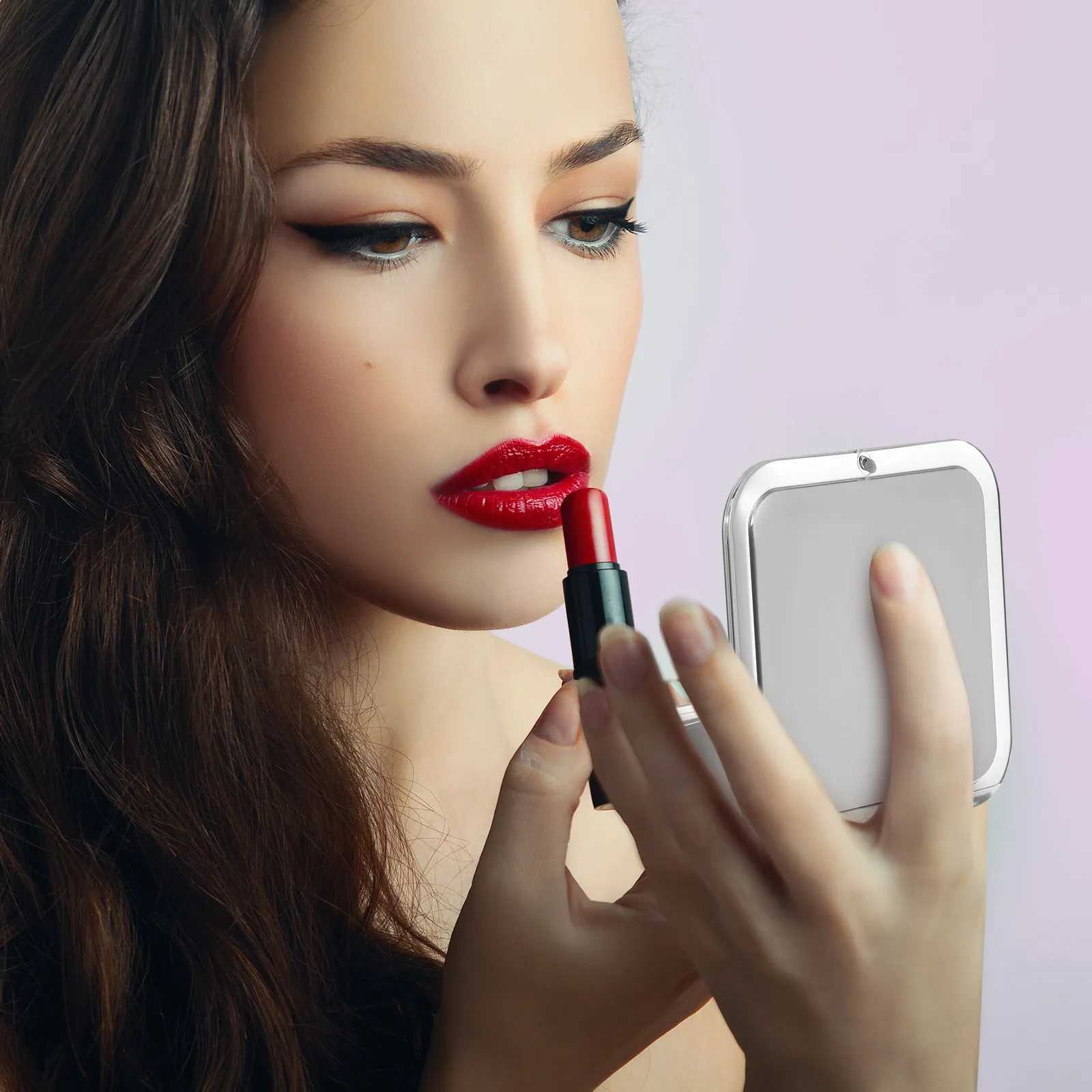 Small Compact Square Travel Makeup Mirror Folding Portable Pocket Mirror with 15X Magnification Pocket Mirrors H260324