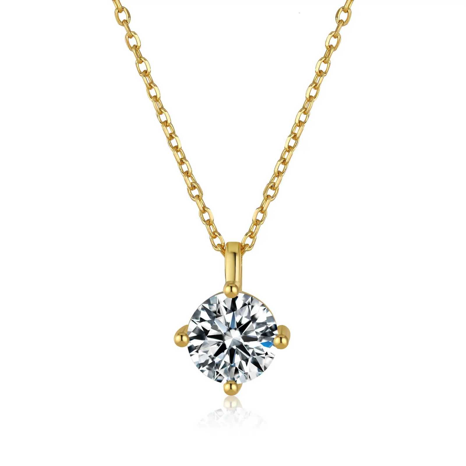 Luxury Real 18k Gold Womens 1 karat Diamond Pendant Moissanite Necklace Claw Classic Clavicle Chain H260324 - view 6