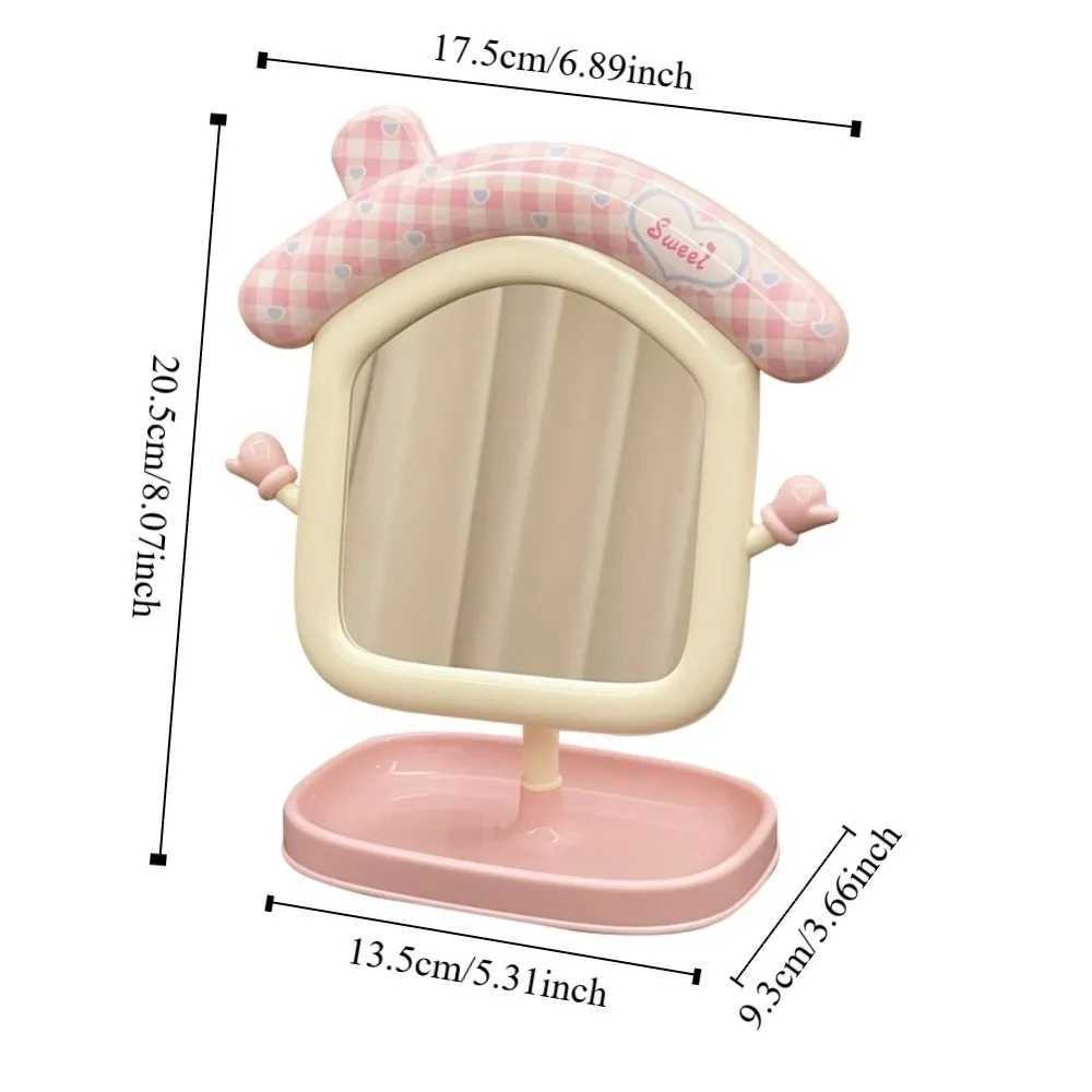 Portable Cute Makeup Mirror High-definition Storage Desktop Decorative Mirrors Creative Adjustable Angle Cartoon House Mirror H260324