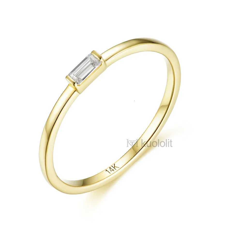 Kuololit 585 14K 10K Yellow Gold Moissanite Ring for Women Emerald Cut Solitaire Engagement Luxury Jewelry for Christmas Gift H260323 - view 7