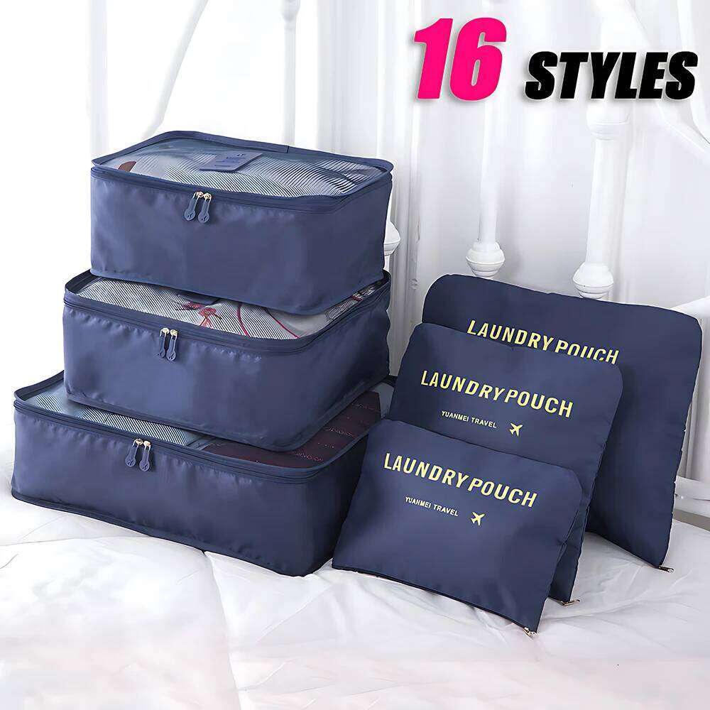 6-piece large size portable suitcase clothes shoes makeup luggage organizer travel storage bag 26Y0323