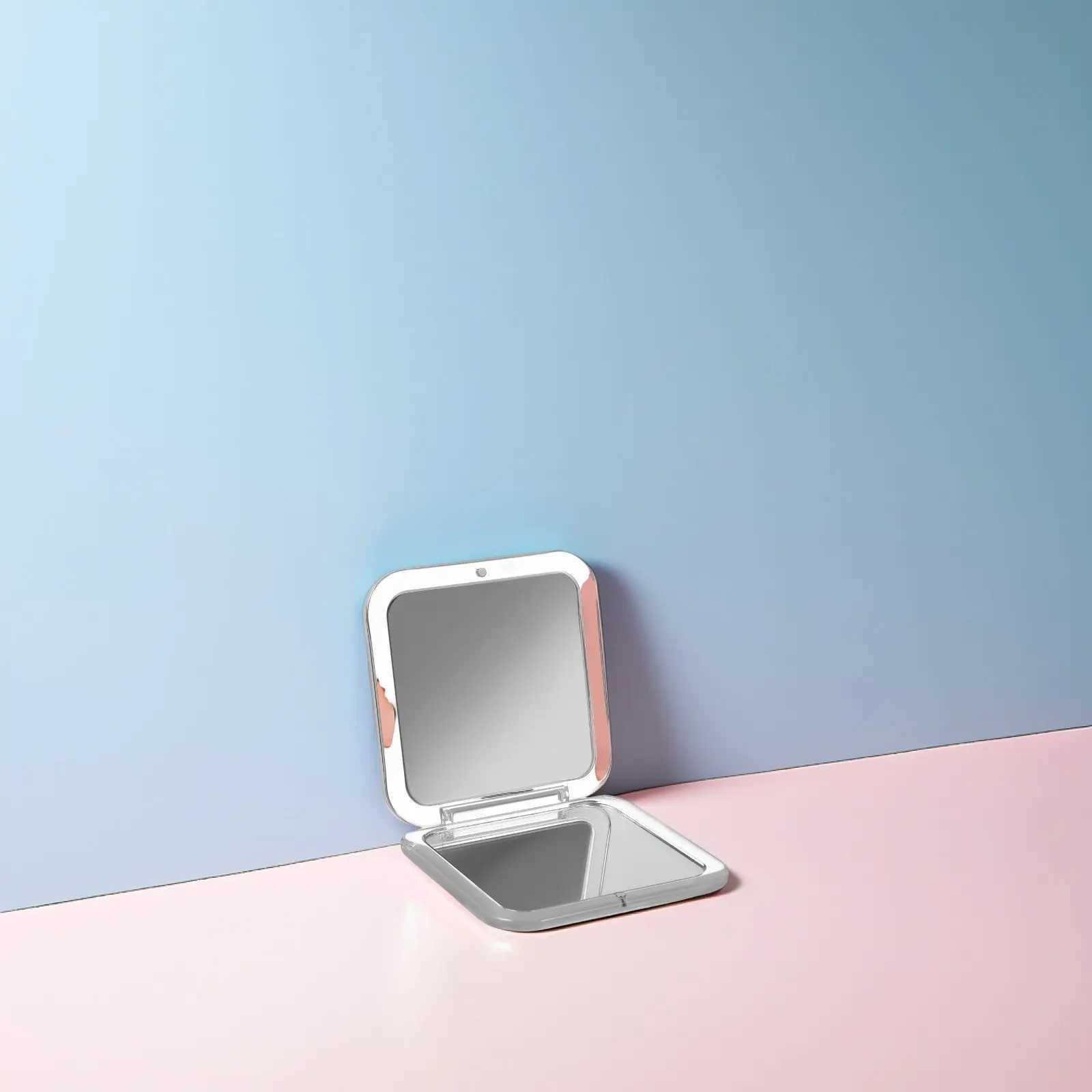 Small Compact Square Travel Makeup Mirror Folding Portable Pocket Mirror with 15X Magnification Pocket Mirrors H260324