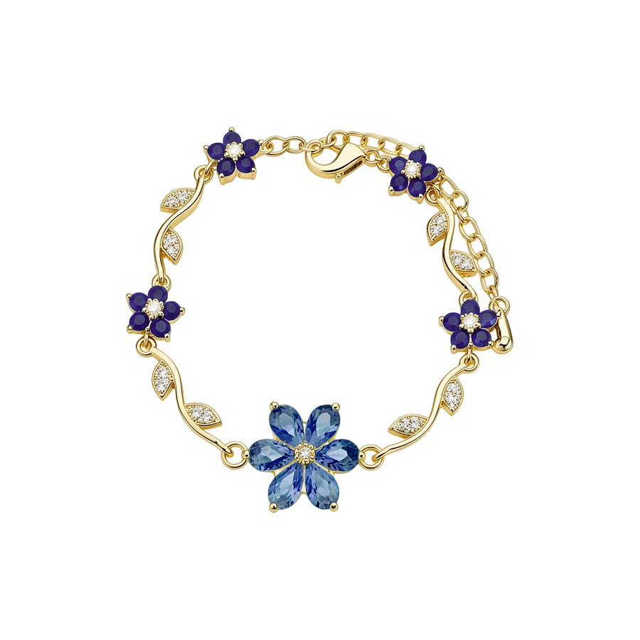 18k real gold plated zircon flower bracelet exquisite elegant sweet versatile light luxury high-end jewelry for women - view 9