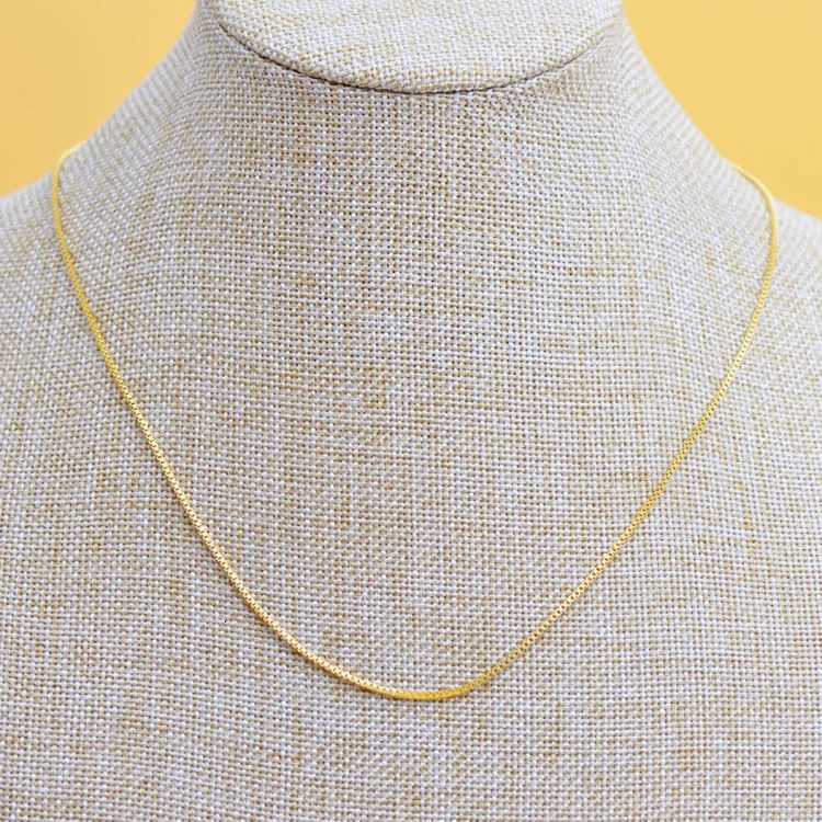 AU999 Box Chain Necklace Womens 24K Gold - Shiny links non-deformable value-preserving top jewelry for ladies H260324 - view 6