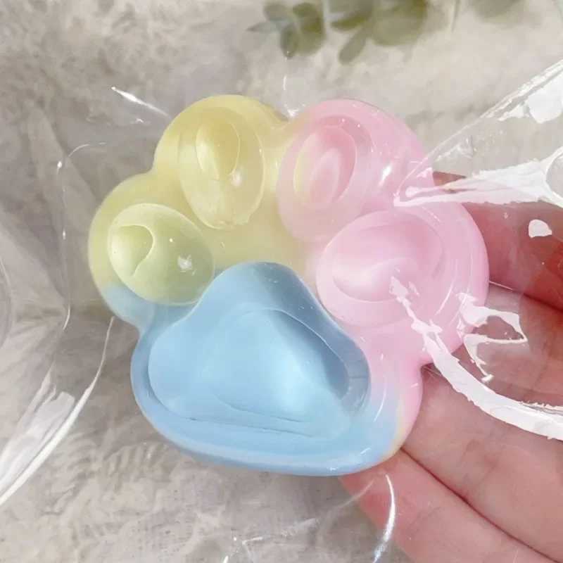 Three Color Rainbow Cat Paw Soft Pinch Cute Cat Paw Slow Rebound Pinch Stress Relief Birthday Gift H260324