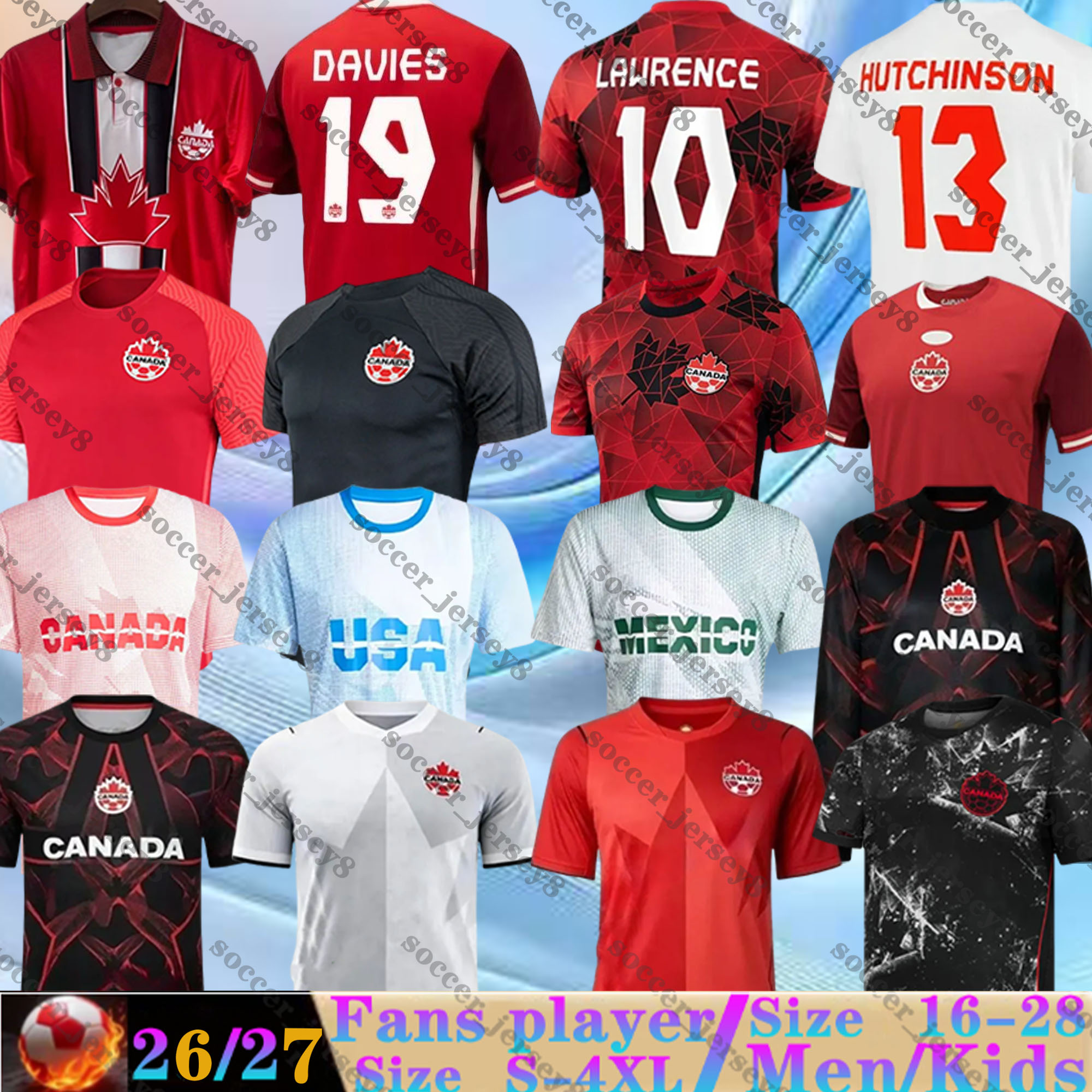 2026 2027 World Cup Canada national team Soccer Jerseys J.DAVID home away men third black DAVIES LARIN UGBO CAVALLINI MILLAR EUSTAQUIO FRASER 24 25 26 football shirts