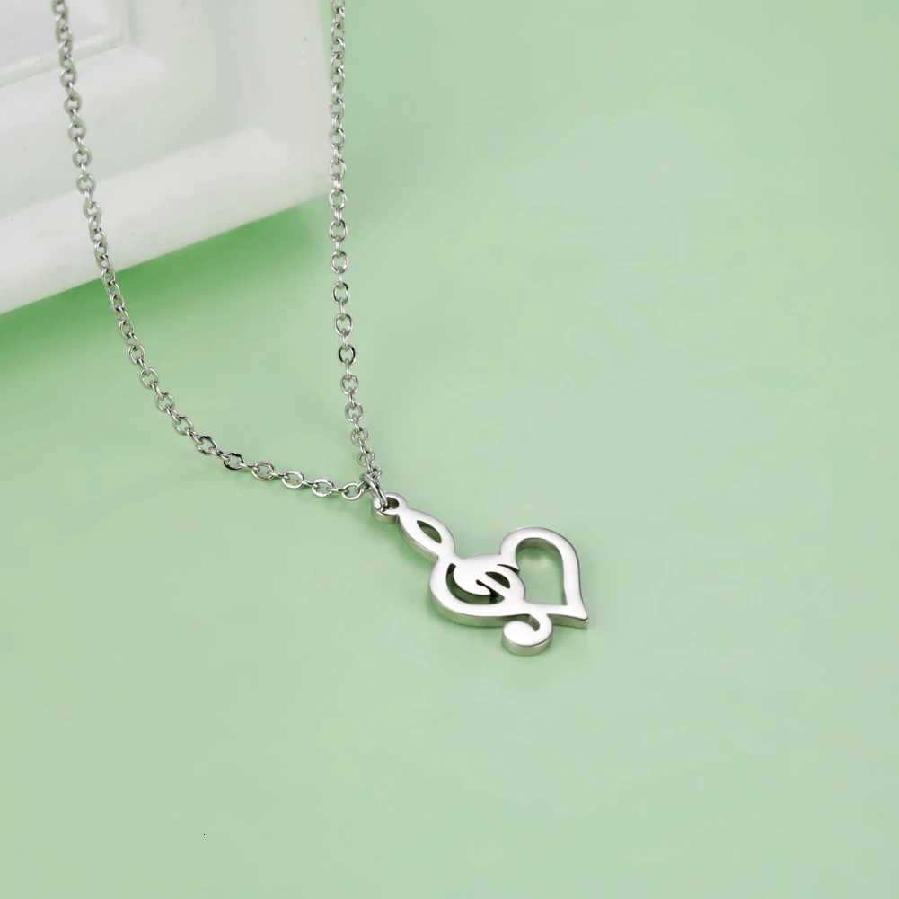 Heart Music Note Treble Necklace Gift For Girl Woman Men Kid Child Musical Symbol G Clef Chain Stainless Steel Pendant Jewelry H260324 - view 5