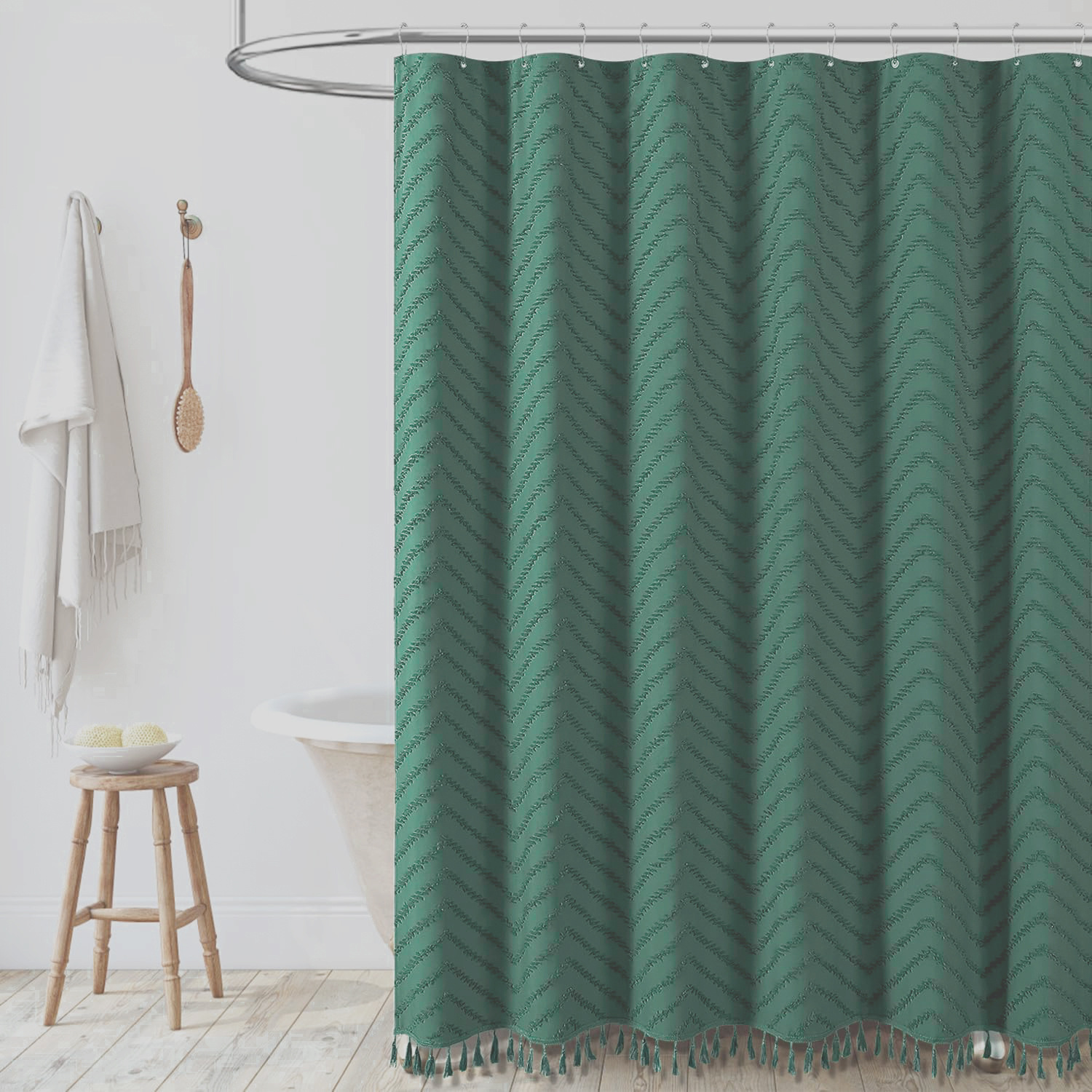 YL-38383 Popular Wave Cut-Out Bohemian Cut-Out Polyester Shower Curtain