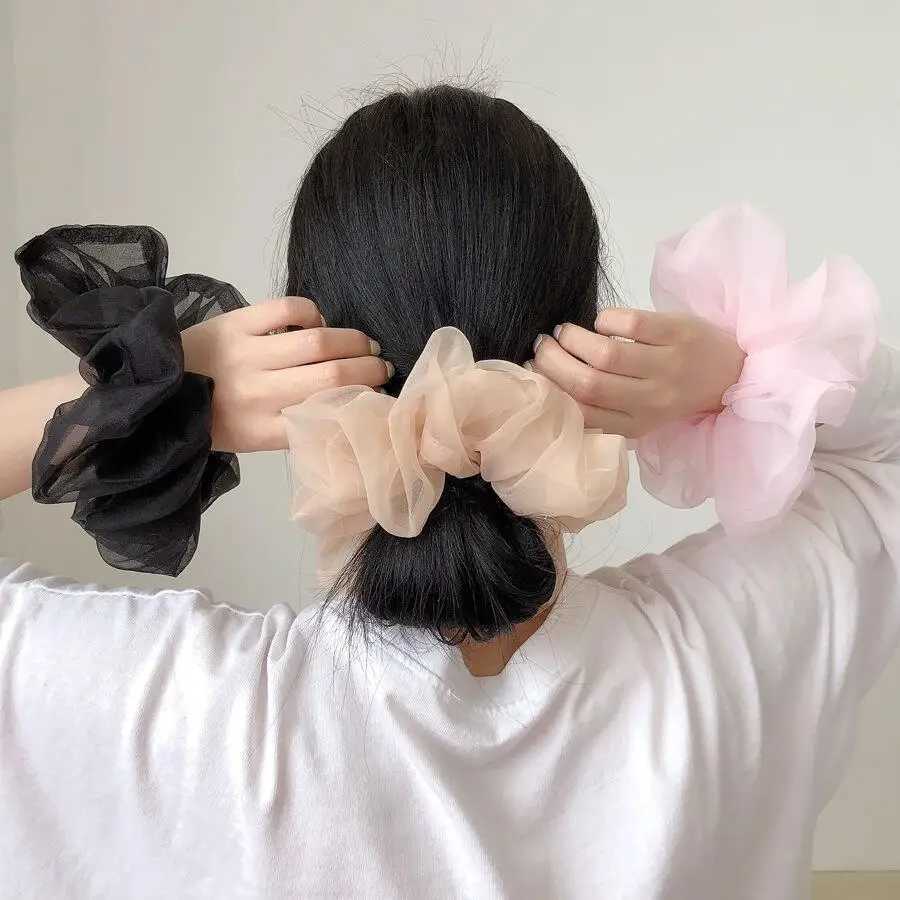 Headwear Organza Scrunchie Hair Ring Bands Ties For Girls Ponytail Holders Elastic Hairbands Elastic Hairband Hair Accessories H260324