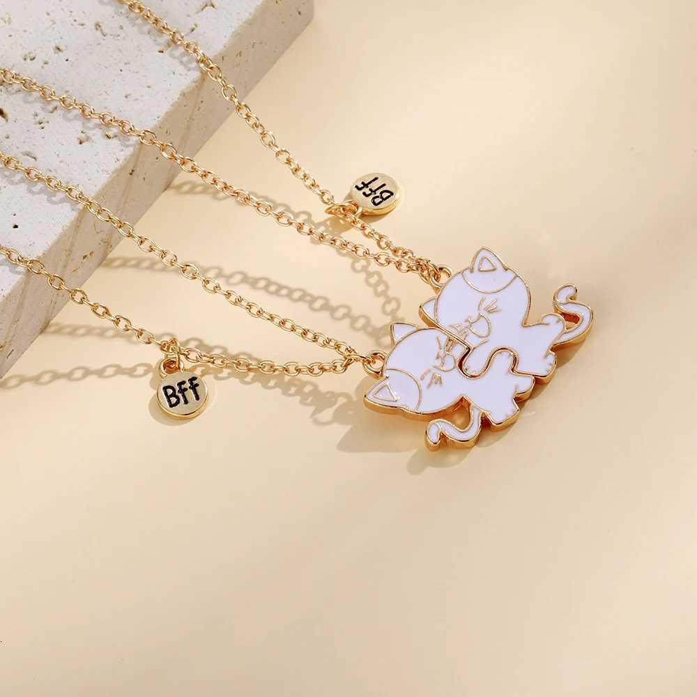 2Pcs/Set BFF Charm Cute Cats Shaped Puzzle Pendant Necklace Girls Best Friends Friendship Jewelry Gift H260324 - view 3