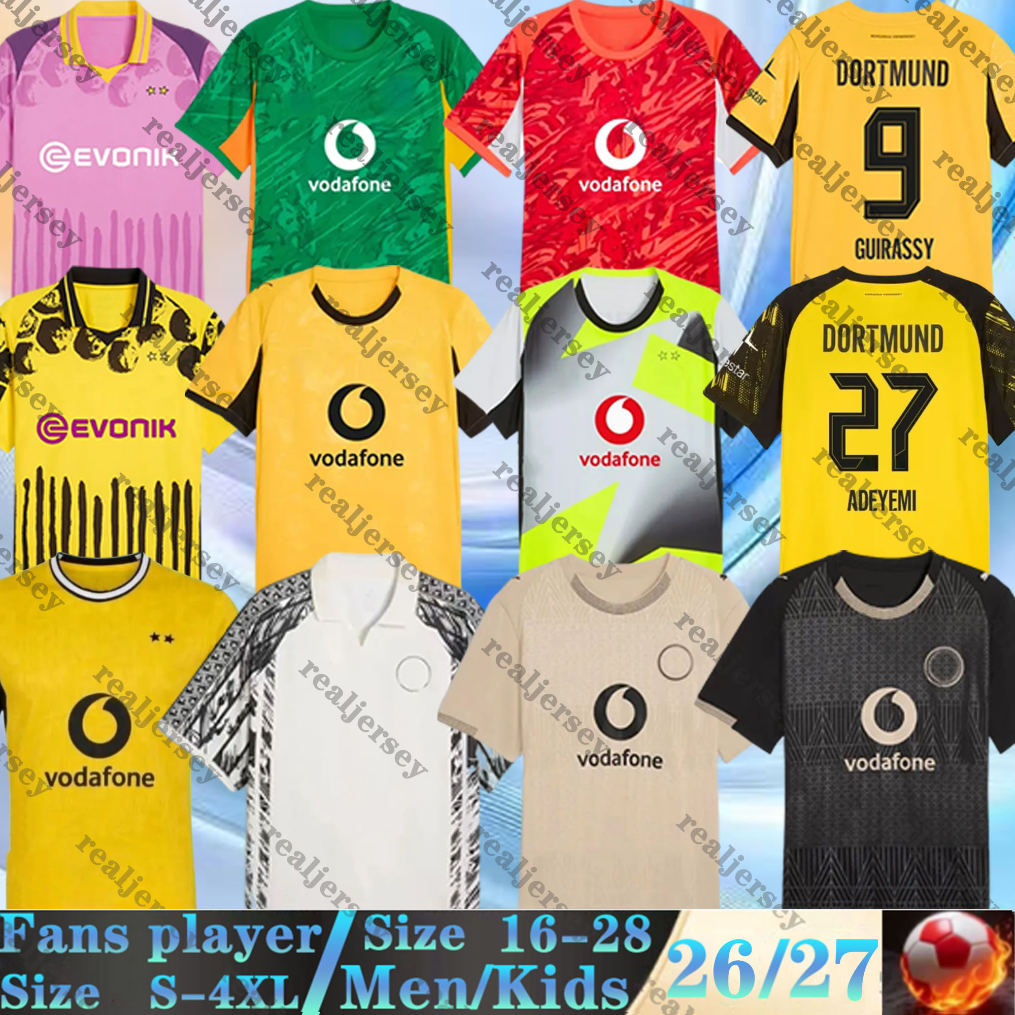 2026 2027 trikot dortmund soccer jerseys BVBs GGUIRASSY GITTENS SCHLOTTERBECK fams Player 25 26 27 football shirt men kids Kit SABITZER Special BRANDT Kobel ADEYEMI