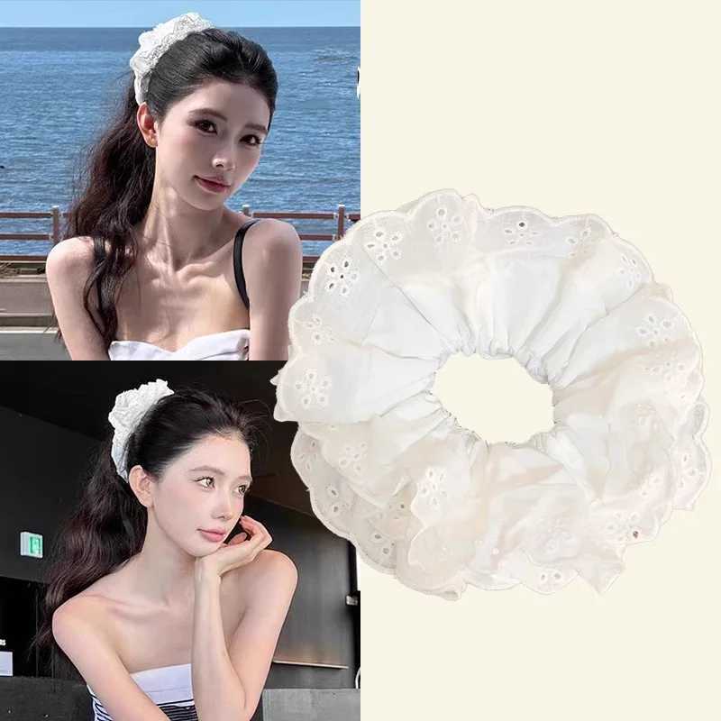 Elegant French Lace Hollow Wide Scrunchie Hair Band For Women Girls Sweet Hair Ornament Rubber Band Fashion Hair Accessories H260324