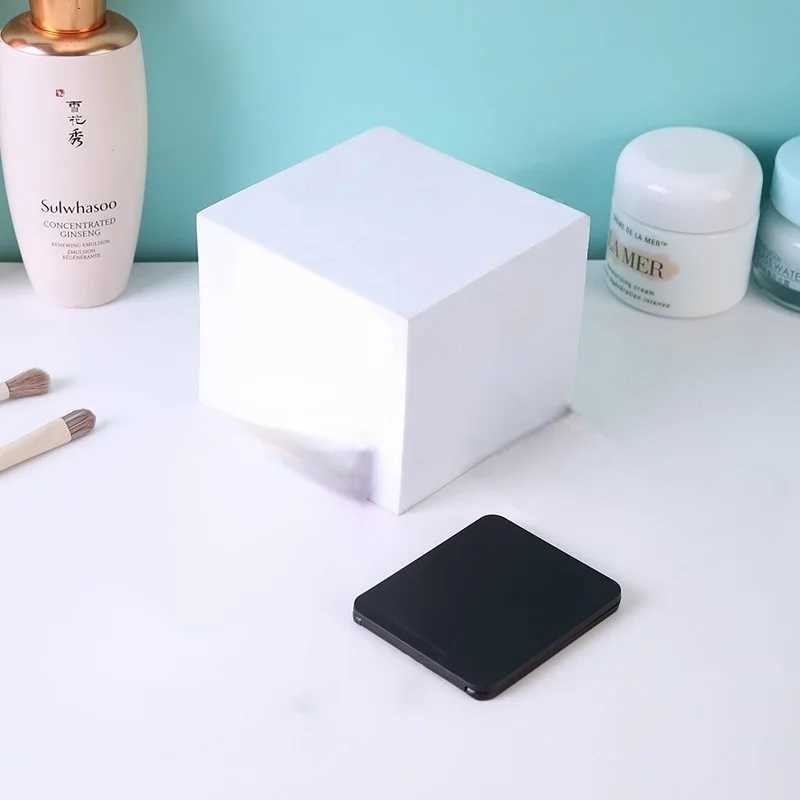 Portable folding double-sided black color makeup mirror mini travel mirror with matte finish womens beauty and makeup tool H260324