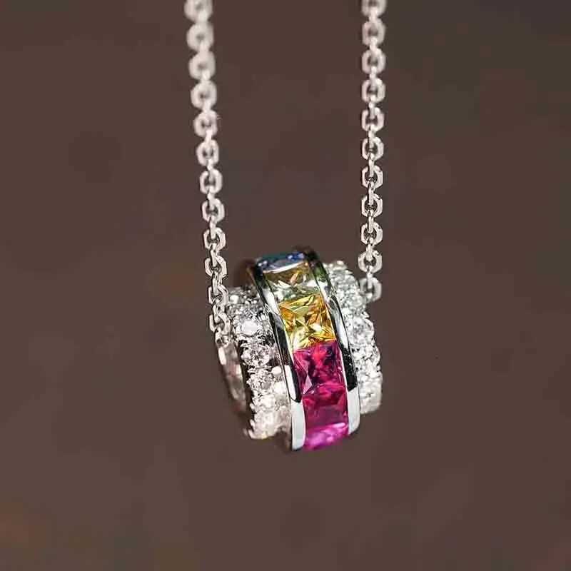 Huitan Statement Circle Pendant Necklace with Iregular Colorful Cubic Zirconia Luxury Trendy Women Daily Wear Necklace Jewelry H260324 - view 4