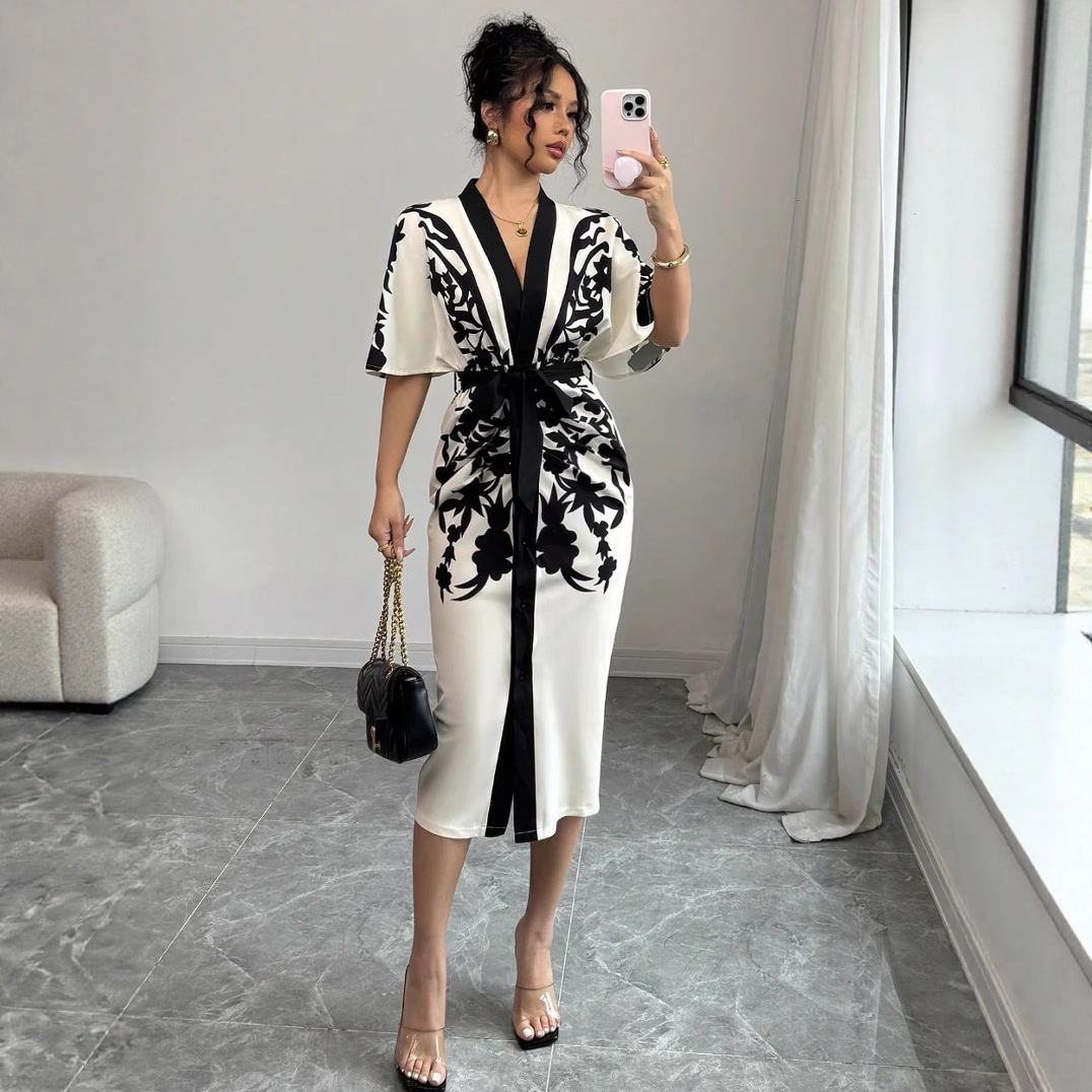 Luxury Brand Designer Clothes European And American Fashion 2026 New Cross-Border Vintage Style Printed Split Cuff Cardigan Top Jacket For Women With 