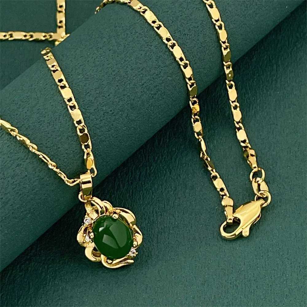 Luxury 24K 9999 Pure Gold real gold Womens jade pendant necklace H260324 - view 4