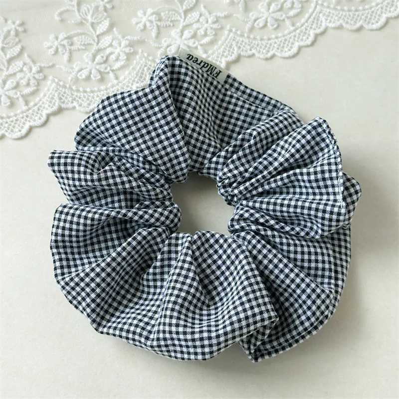Preppy Style Plaid Scrunchie Women Girls Oversized Hair Rubber Bands XXL Crunchy Hair Ties Korean Fashion Big Scrunches H260324