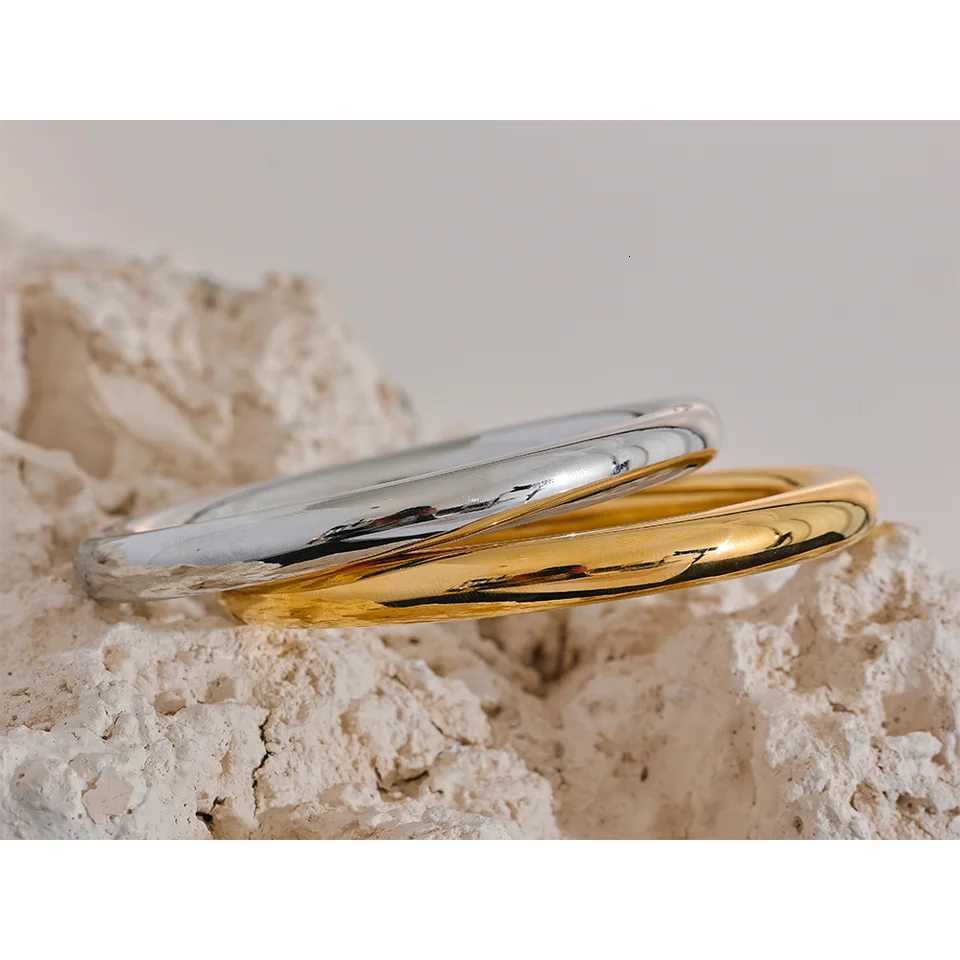 Yhpup 65mm Polished Textured Waterproof Stainless Steel Big Bangle Statement Glossy Minimalist Jewelry High Quality H260323 - view 6