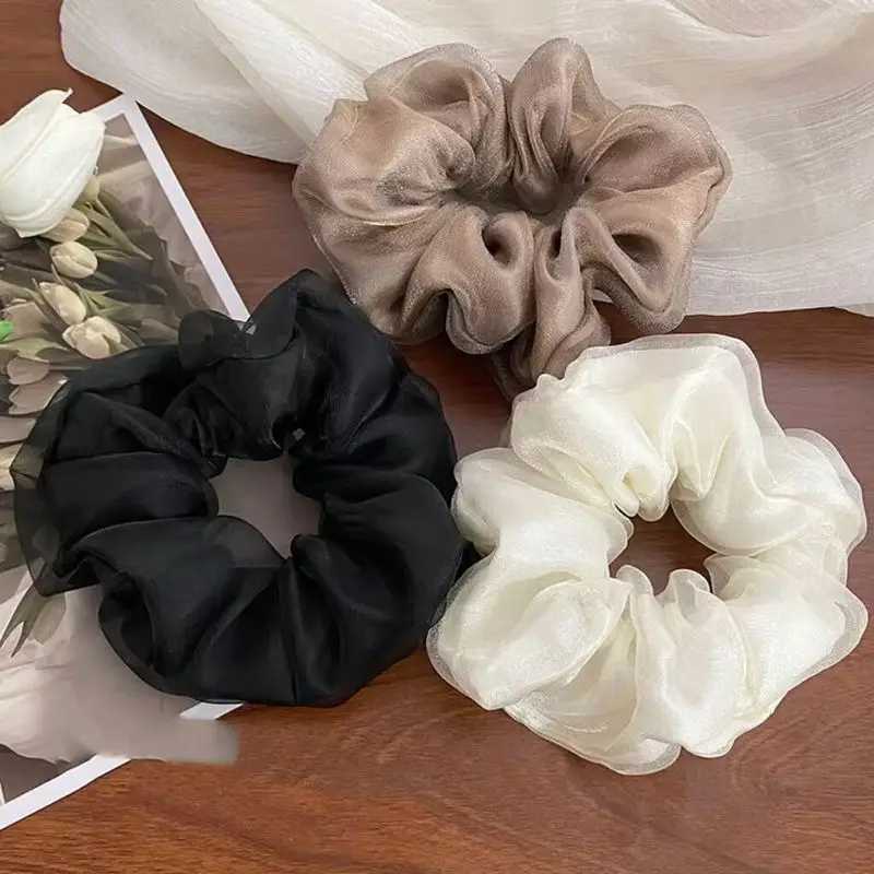 3pcs Solid Color Netting Simple Forest Style Hair Tie Headband High-End Headband Elegant Hairband H260324