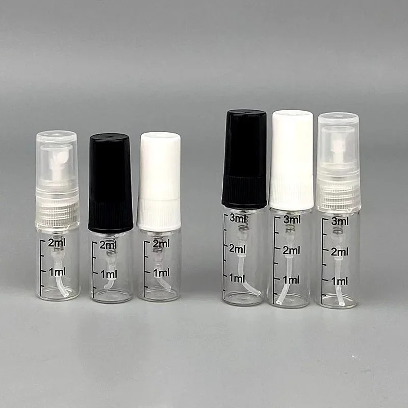 50pcs 100pcs 2ml 3ml 5ml 10ml Refillable Perfume spray Bottle With Scale Empty Mini Graduated Spray Bottle Perfume Bottles 260318