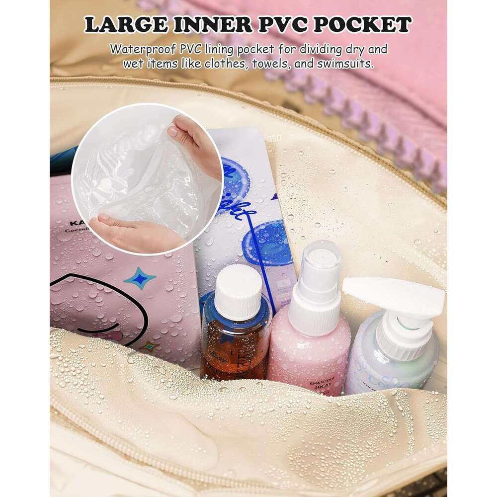 Vogewood Luggage Personalized Weekend Women's Overnight Travel Bag with Makeup Bag, Birthday Gift, Pink, Medium Size, K